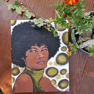 Green peridot portrait painting 11x14